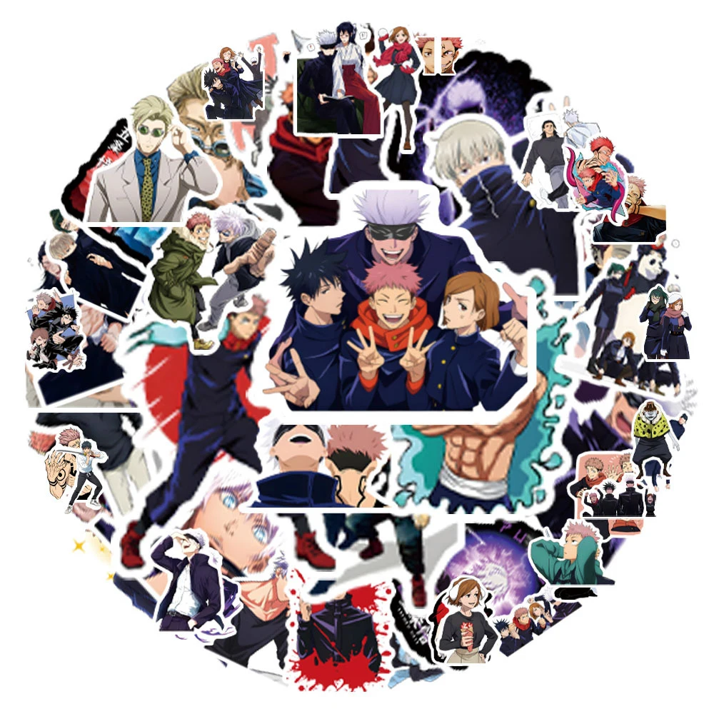 10/30/50pcs Jujutsu Kaisen Anime Stickers Itadori Yuji Fushiguro Megumi Cartoon Decals Graffiti Laptop Car Cool Sticker Packs