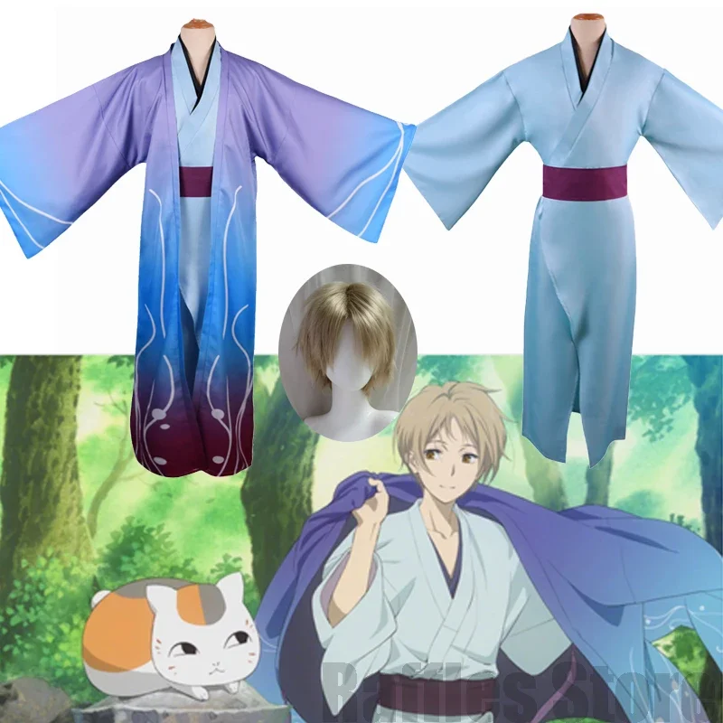 Anime Natsume's Book of Friends Cosplay Takashi Natsume Cosplay Costume Wig Japanese Kimono Halloween Natsume Yuujinchou Clothes