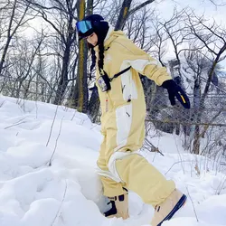 LDSKI Traje de esquí de una pieza para hombre y mujer, mono impermeable a prueba de viento, grueso, cálido, térmico, al aire libre para snowboard, Invierno