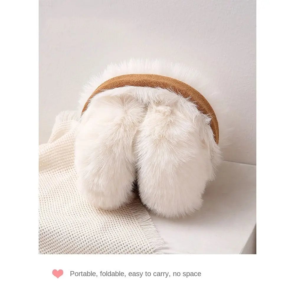 Fashion Warm Plush Ear Muffs Solid Color Foldable Thicken Ear Cover Cold Protection Soft Earflap Winter