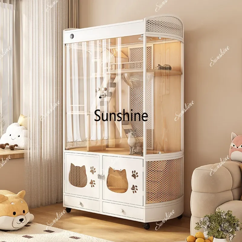 

YPanoramic smart cat villa fresh air system, the cabinet solid wood interior does not occupy an area