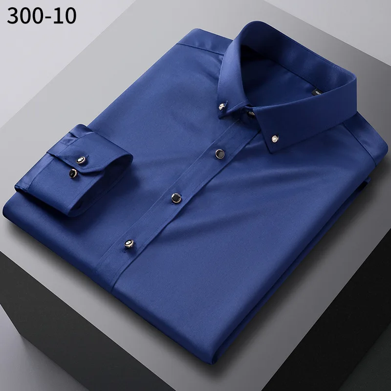 New men\'s long-sleeved shirt formal spring and autumn silk smooth non-ironing leisure high quality breathable slim