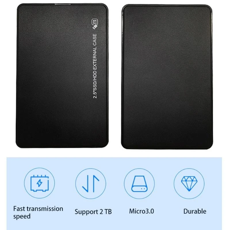 Caja disco duro portátil SSD 2,5 pulgadas velocidad USB 3,0 externo