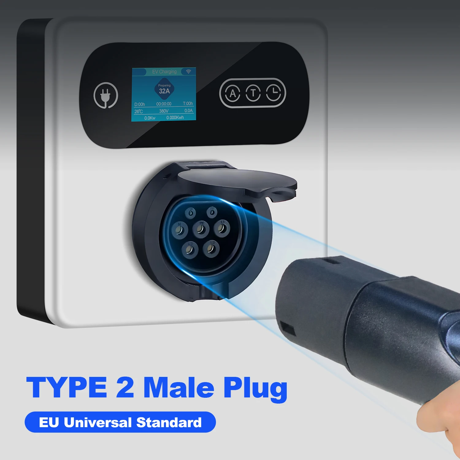 Kolanky Type2 EVS Мужской разъем для зарядного устройства для электромобилей Подключение к зарядной станции EV 1/3 фазы 16/32A IEC 62196-2 Разъем для зарядного устройства для электромобилей 22 кВт Макс.