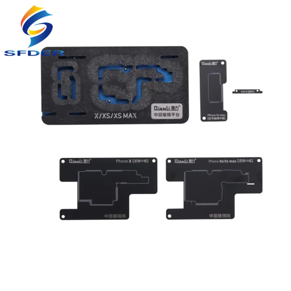 Qianli BGA Stencil Reballing Planting Tin Platform For IPhone X XS 11 11Pro Max 12 13 14 series Motherboard Middle Layer Fixture