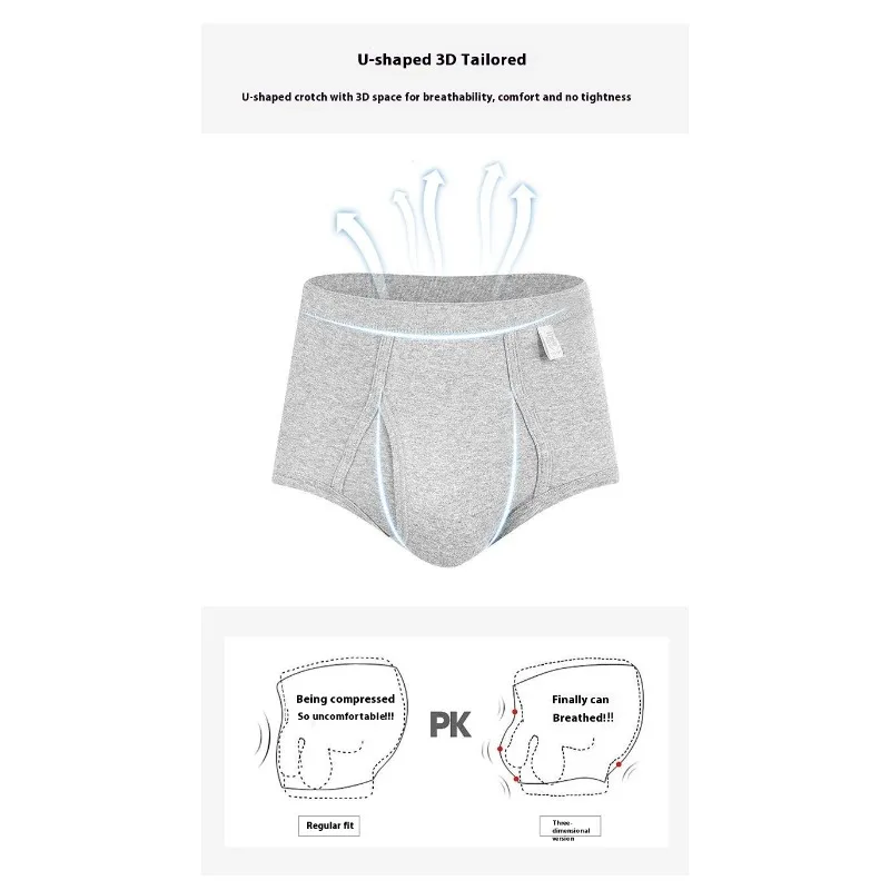 Comfortable Men Cotton Underwear 3 Pack Breathable Soft Seamless Boxer Briefs Mid Waist Underwear Men Elastic Comfort Underpants