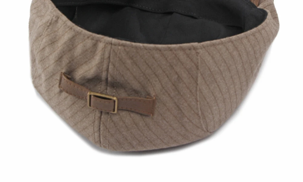 HT5156 Baskenmützen für Männer und Frauen, PU-Besatz, Künstler-Malermütze, Unisex Ivy Flachmütze, 2026 Neue Gestreifte Herbst-Winter-Baskenmützen – Detail 13