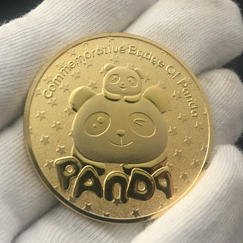 Panda Silver Coin Gold Plated Chinese National Treasure Commemorative Coins Collection Christmas decorations New Year Art Gift