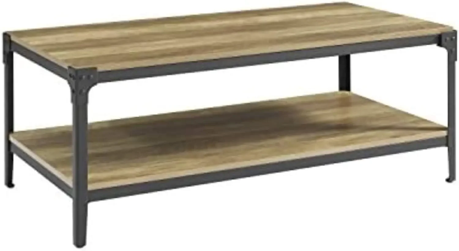 

Declan Urban Industrial Angle Iron and Wood Coffee Table, 46 inch, Rustic Oak