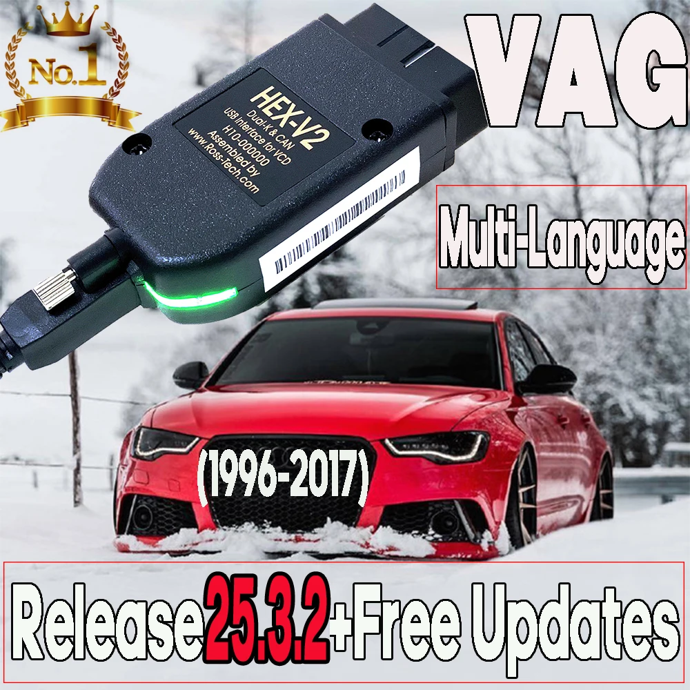 2026 Newest V25.3.2 VAG COM Interface For VAGCOM VAG HEX V2 VW-AUDi Professional Scan Code Upgrade Hardware AUTO COM VCDS TOOL