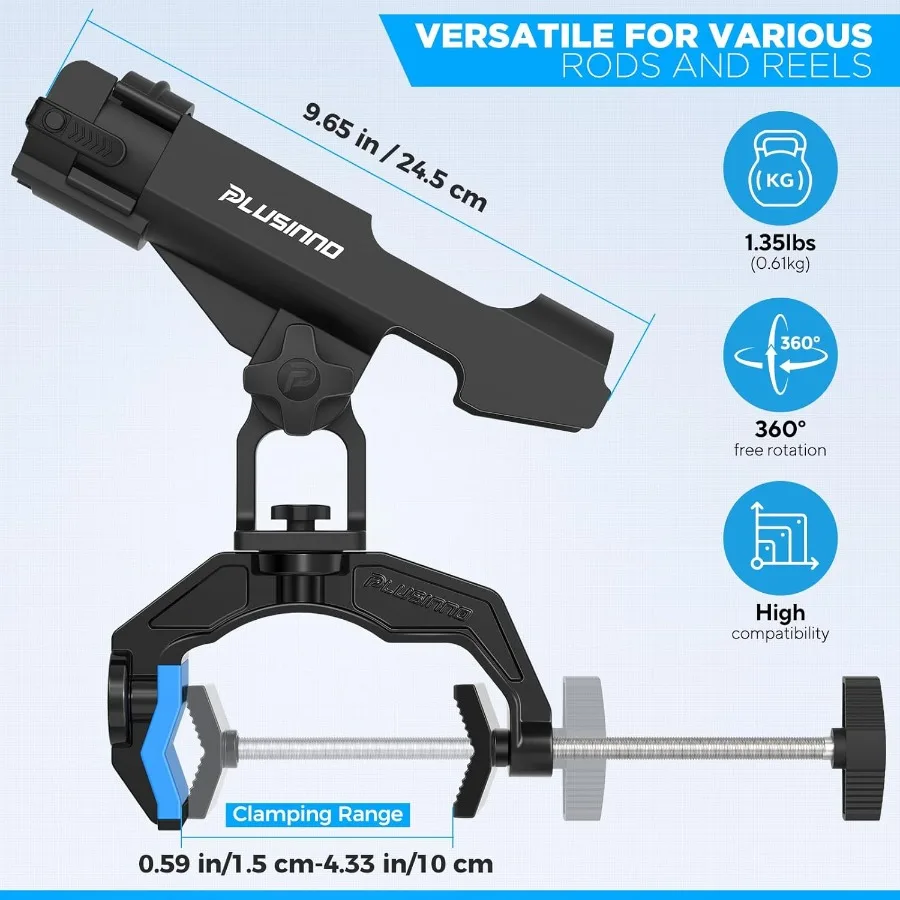 PLUSINNO 1/2/4 حزمة حاملي صنارة الصيد لقارب الصيد قضيب حامل مع تكبير المشبك تصميم مبتكر مزدوج على شكل حرف V صالح Roun #4