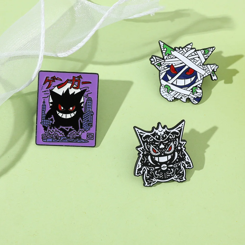 Pokemon Gengar Brooch Anime Action Figures Pikachu Charizard Mewtwo Enamel Jewelry Cartoon Kawaii Brooch Children Birthday Gifts