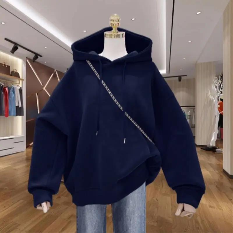 เสื้อฮู้ดผู้หญิง สไตล์ลำลอง ทรงไม่สมมาตร ใส่สบาย หลากสี ครึ่งตัว ดีไซน์มหาวิทยาลัย สำหรับวันหยุด สง่างาม ประดับลายสวยงาม ใส่ได้ทุกฤดู