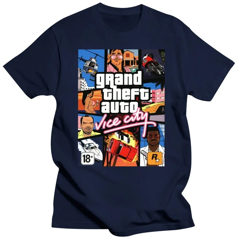 Dropshipping Grand Theft Auto Vice City Gta Game s Men s Big Tall Pure Cotton Round Neck Tee Shirts