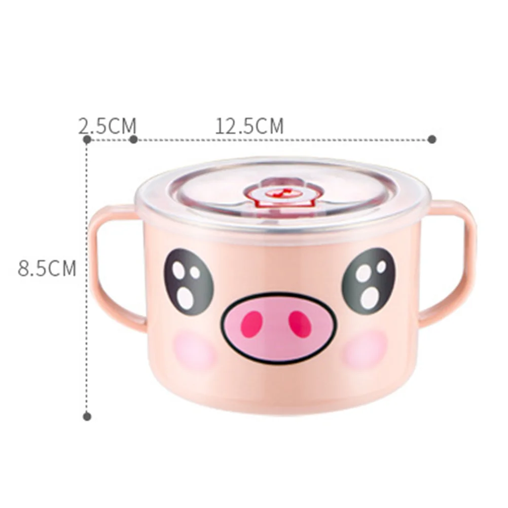 

Stainless Steel Kids Rice Bowl Pink Shatter-Resistant Leakproof Lid Baby Feeding Tableware Heat Insulation Anti-Scald Children's