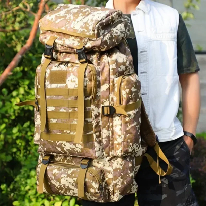 

80L Military Tactical Tactical Backpack for Men Outdoor Sports Hiking Large Capacity Waterproof Camouflage Mountaineering Bag