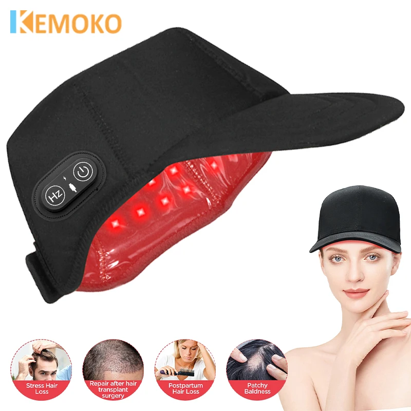 

KEMOKO новая красная светодиодная физиотерапевтическая шапочка 660 нм 850 нм инфракрасная для роста волос с световой пластиной против выпадения волос массажер для головы