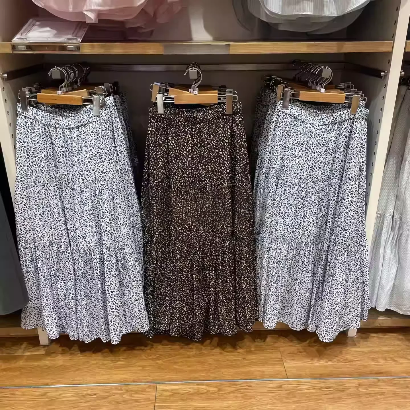 

Floral Print A-Line Skirt Elastic Waist Slimming Sle Spring Summer Women's Faion Skirts Polyester Fiber Gathered Design