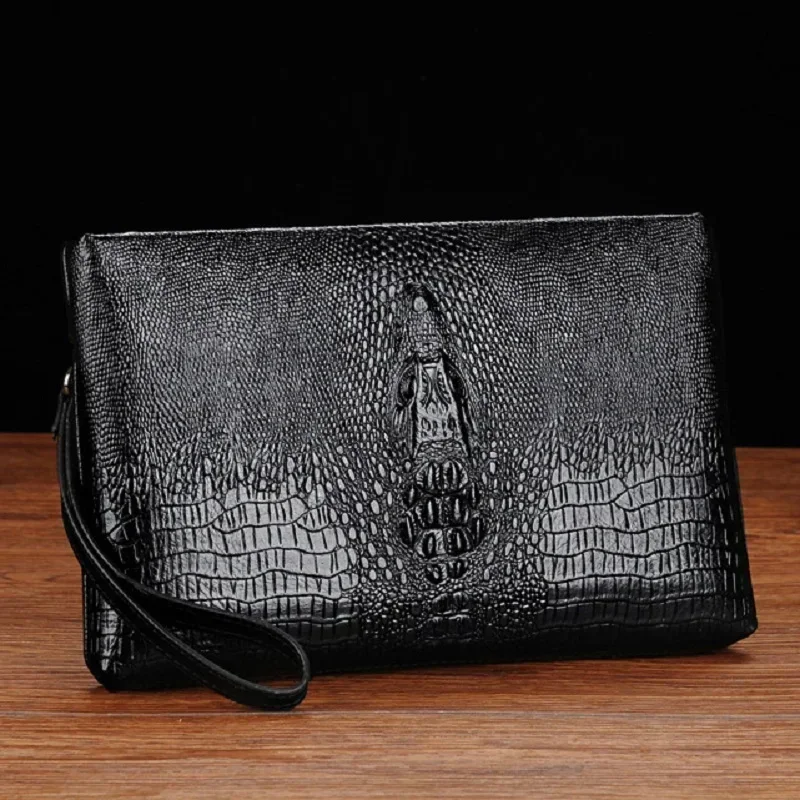 

Luxury Brand Men Clutch Bag Fashion Long Wallet Men Leather Double Zipper Business Purse Black Brown Casual Male Handy Money Bag