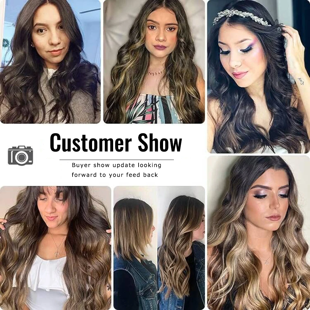 SAMBRAID Clip in Hair Extensions 24inch Long Wavy Hair Extensions Natural Thick Curly Wavy Synthetic Hair pieces for Women Girls