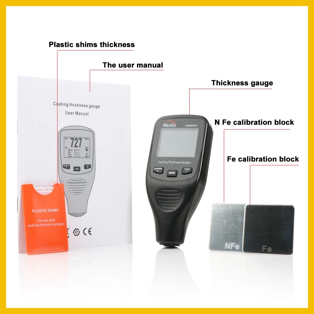 Nicety Digital Thickness Gauge Width Measuring Instruments Thickness Gauges Paint Film Coating  Tester Thickness gauge