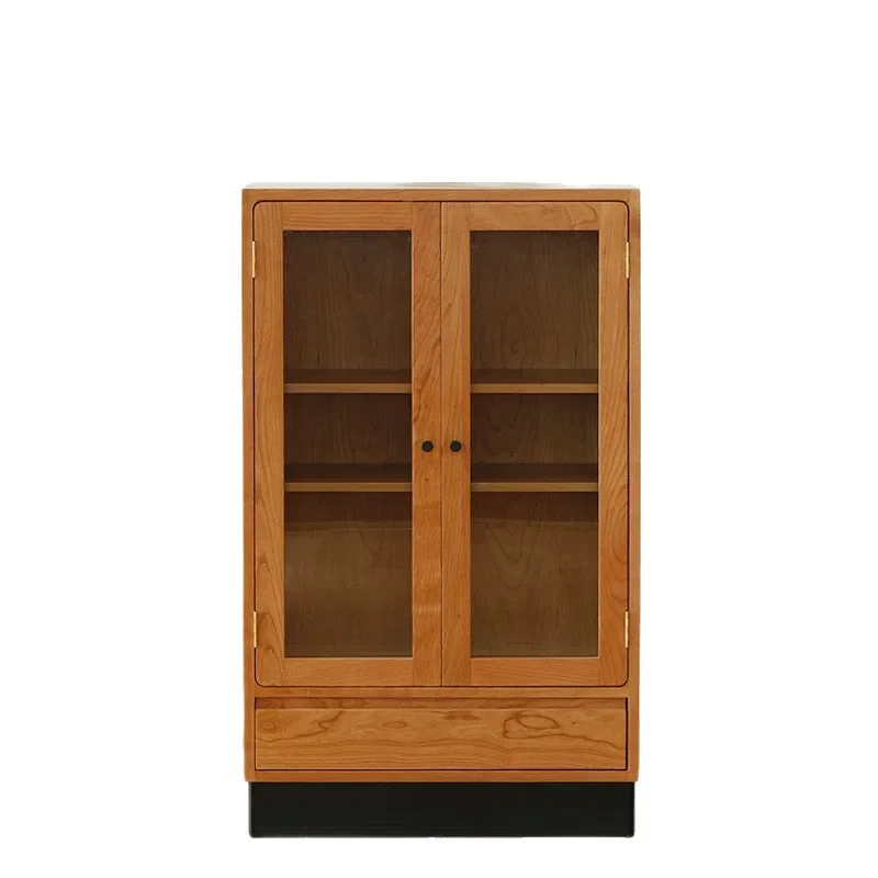 

Solid wood combination bookcase, floor-to-ceiling bookshelf glass door display cabinet