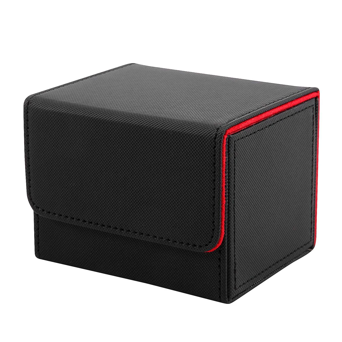 

Card Box Side-Loading Card Box Deck Case for Mtg Yugioh Card Binder Holder 100+,Black Red