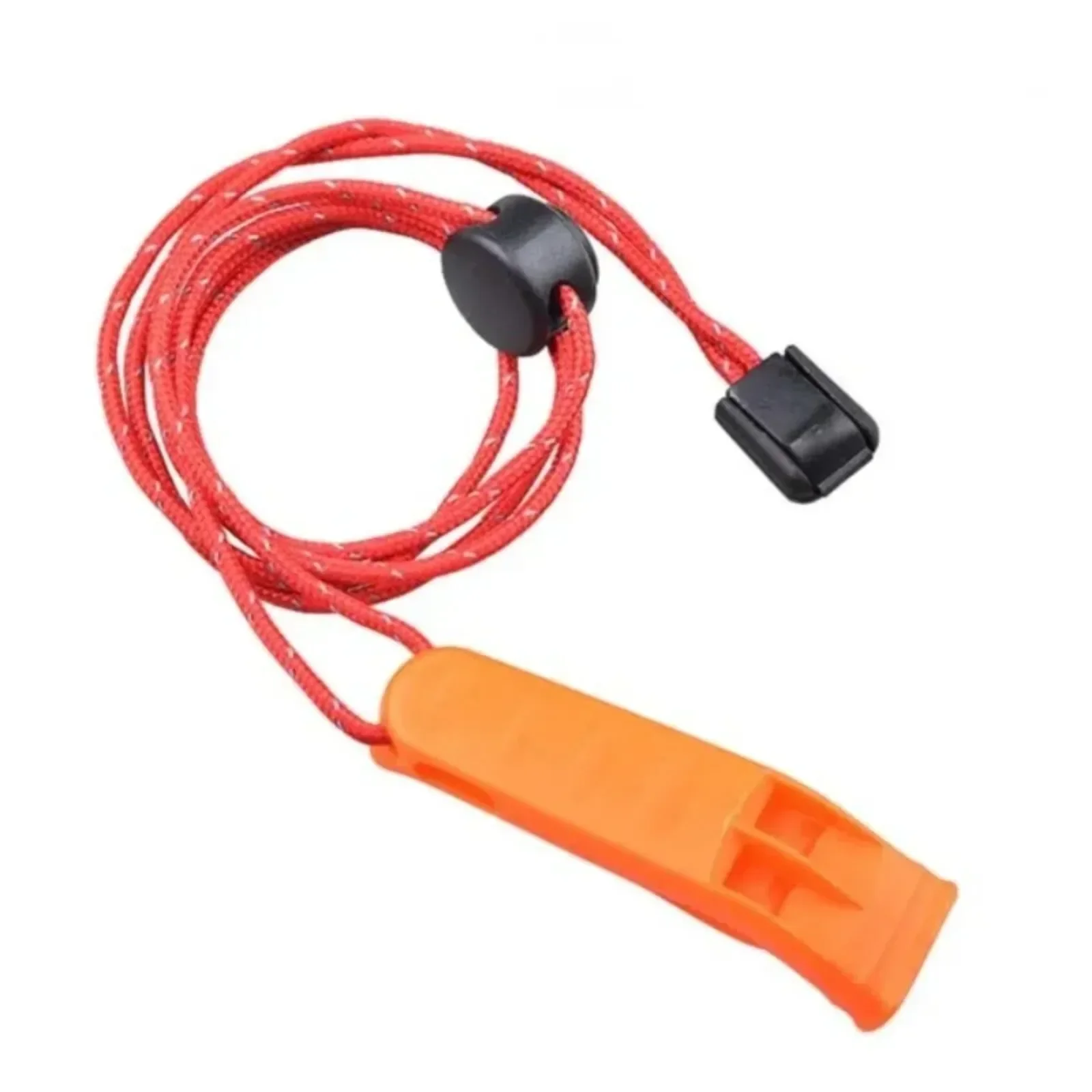 Plastic Outdoor Camping Hiking Survival Rescue Emergency Loud Whistle Sports Match Double Pipe Dual Band Whistle with Tail Rope