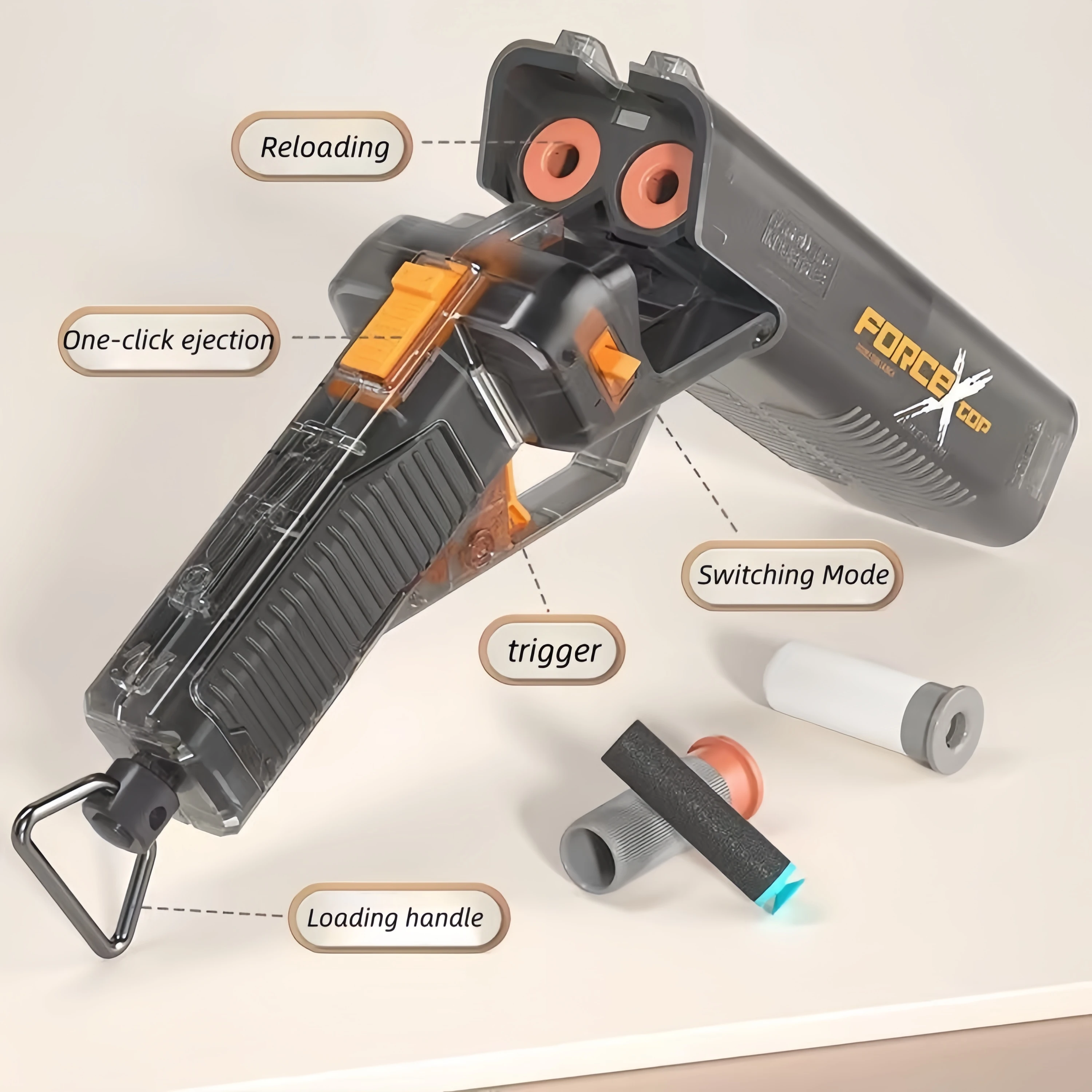 Nuevo regalo de chico caliente Navidad interacción entre padres e hijos esponja juguete elástico suave pistola plegable Lehui doble tubo Eva chico pistola de juguete
