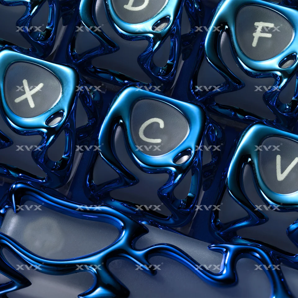 XVX 120-Key Gradient Blue Shiny Translucent Keycaps with Metallic
