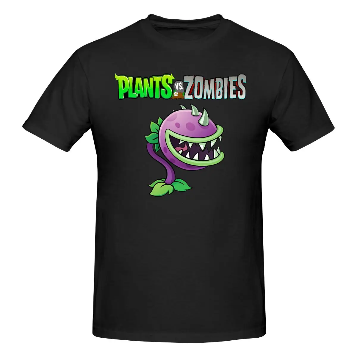 

Funny Chomper Design HD Plants Vs Zombies Men's Printed T-Shirt Unisex T shirtBlack