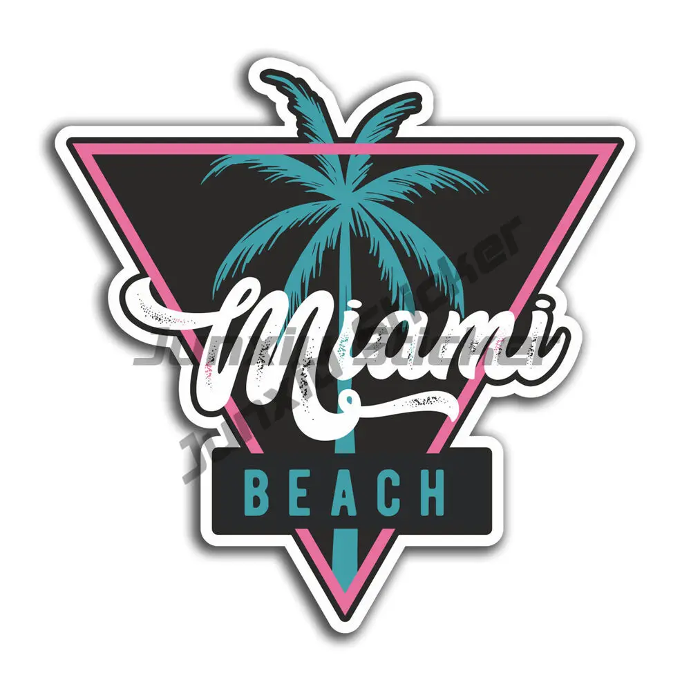 

Miami Beach United States Vinyl Stickers - Travel Sticker Laptop Luggage Windshield Window Bumper Decals Decor