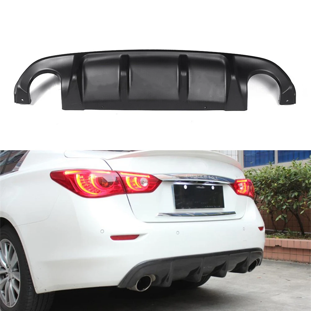 

For Infiniti Q50 2014-2017 Rear Diffuser Bumper Lip Matte/Gloss Black/Carbon Fiber Look ABS Boot Spoiler Plate Splitter Body Kit