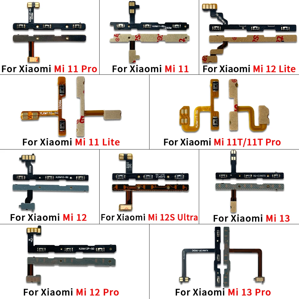 Side Button Flex Cable For Xiaomi 11 12 12S 13 Lite Pro 12x 11i 13 Lite Power On Off Mute Volume Key Switch Spare Parts