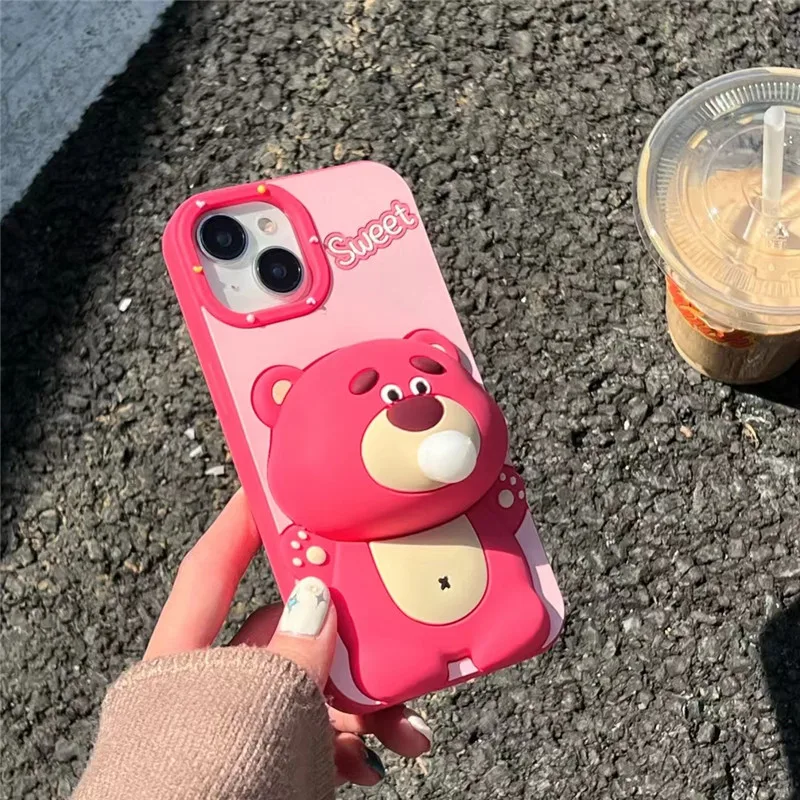 Disney Lotso Sweet Bear blow bubbles Phone Case for iPhone 11 12 13 14 15 Pro Max Toy Story Soft silicone Cartoon Cover