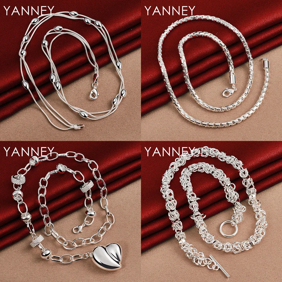 

Fashion 925 sterling silver exquisite heart-shaped geometric necklace engagement accessories jewelry gift party