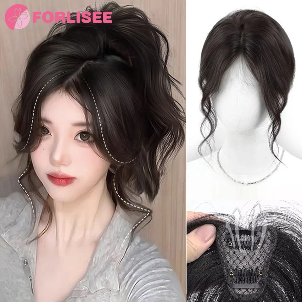 חתיכות פאה פורליזי נשים לדמות שיער על הראש טבעי ורך שמונה פפוני בצורת שמונה פפוני אור ושיער דק