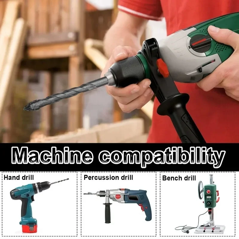 多機能ドリルビット 4 ブレード鋸歯偏心ドリルビットタイル掘削コンクリート特殊インパクトドリル拡張クロスビット