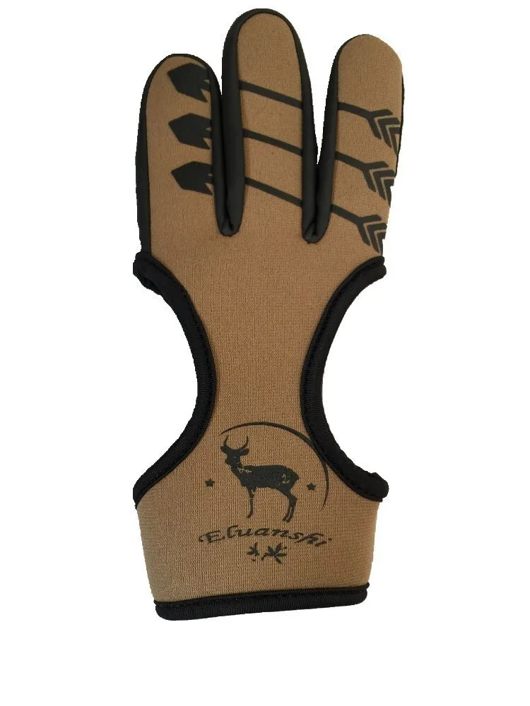 Protettivo 3 dita mano in pelle protezione nera guanto tiro con l\'arco di sicurezza per arco ricurvo tiro con l\'arco balestra caccia con fionda