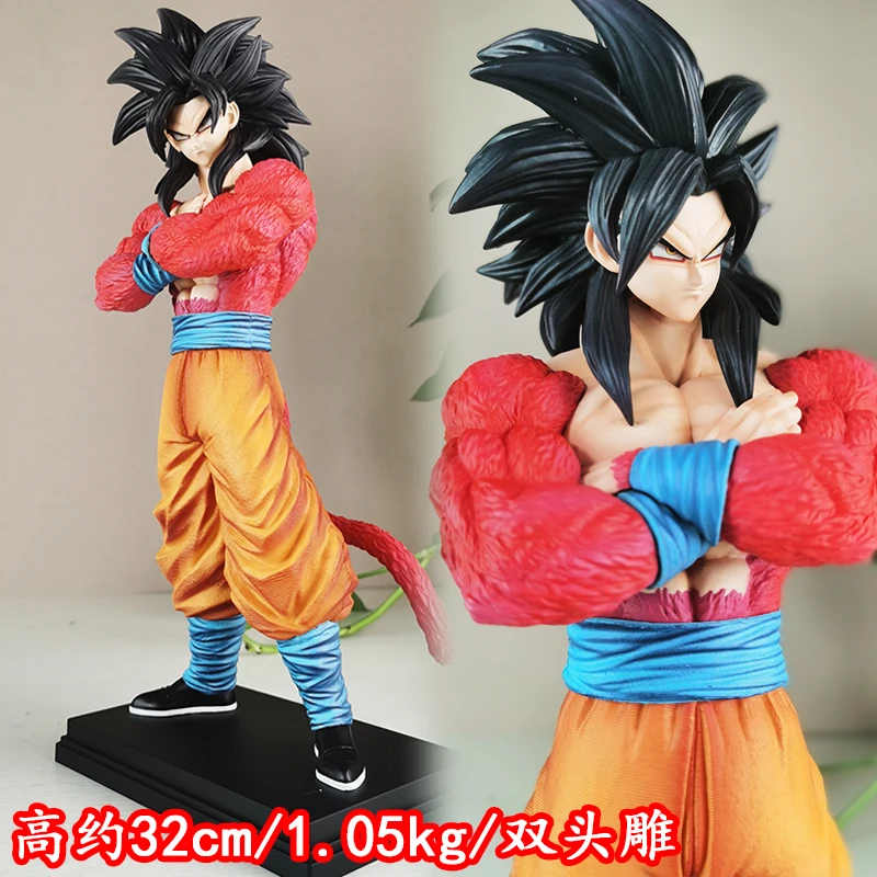 32cm Anime Dragon Ball Son Goku Ssj4 Statue Super Saiyan 4 Goku Statue Pvc Model Doll Desktop Collection Children Birthday Gift