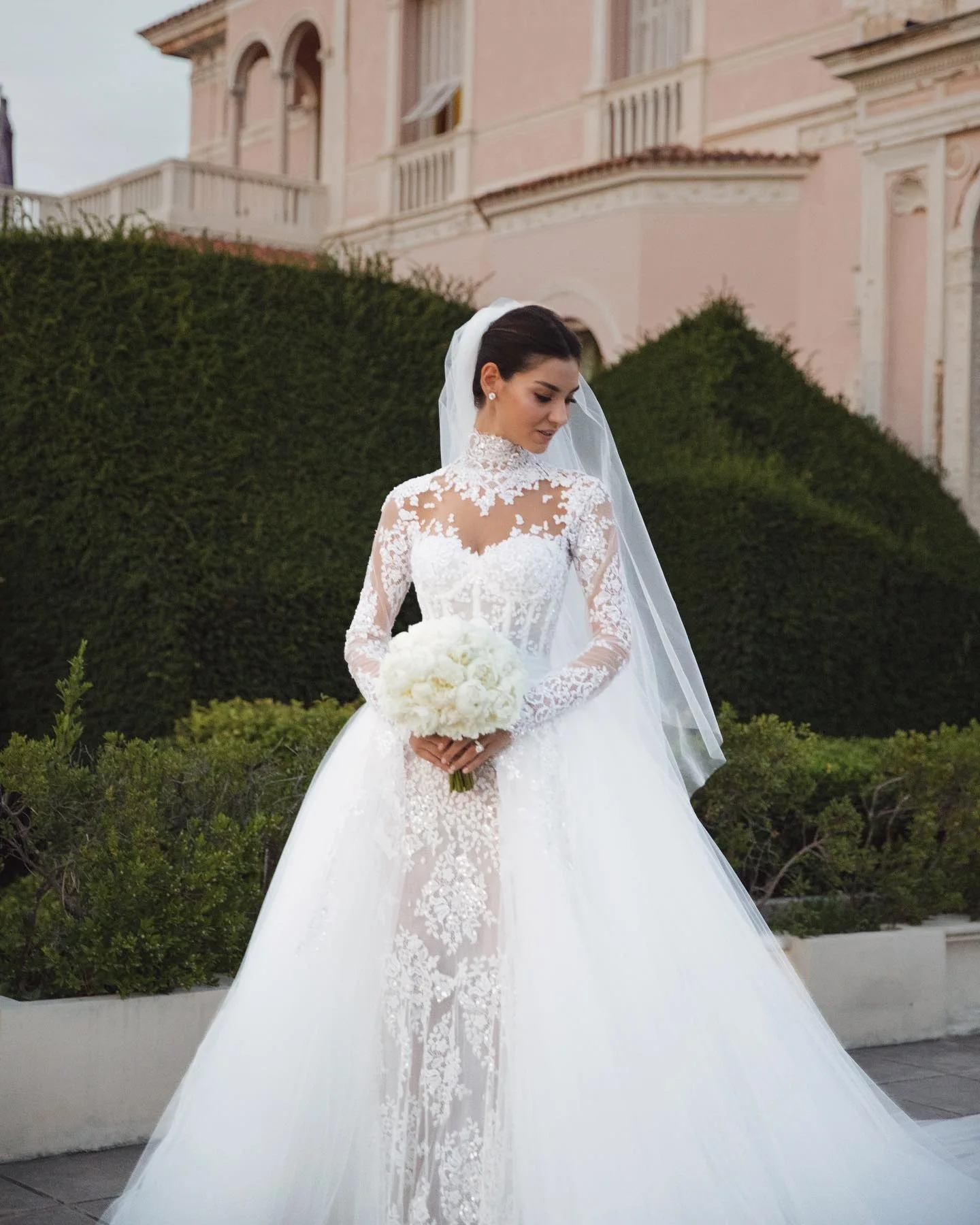 Vestido De Novia Manga Larga Cuello Alto Desmontable Encaje Sereia Boda Invitada Elegante Minimalista Vestidos Alta Costura