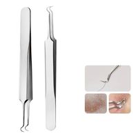 Medical Stainless Steel Blackhead Tweezers Pimple Comedone Remover Nipper Curved