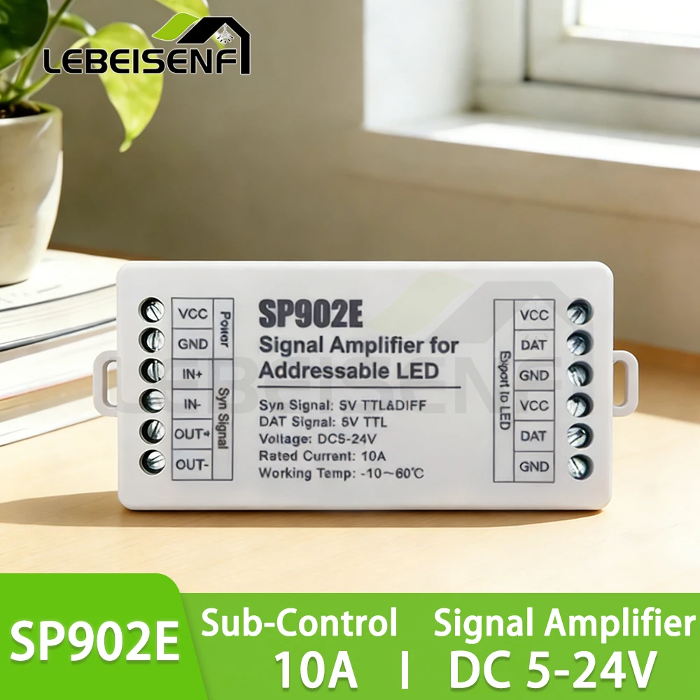 

Усилитель-удлинитель сигнала SP902E для светодиодных лент с цветной подсветкой, управление сигналом SPT для систем домашней автоматизации и освещения