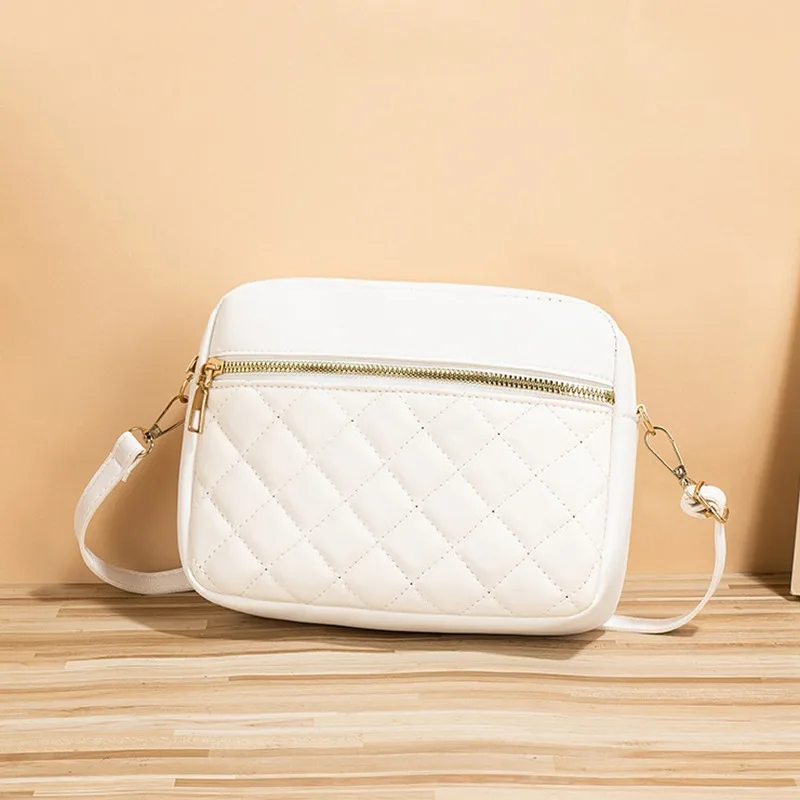 PU Leather Crossbody Bags Zipper New Fashion Shoulder Bag for Women Large Capacity Embroidery Thread Small Purse and Handbags