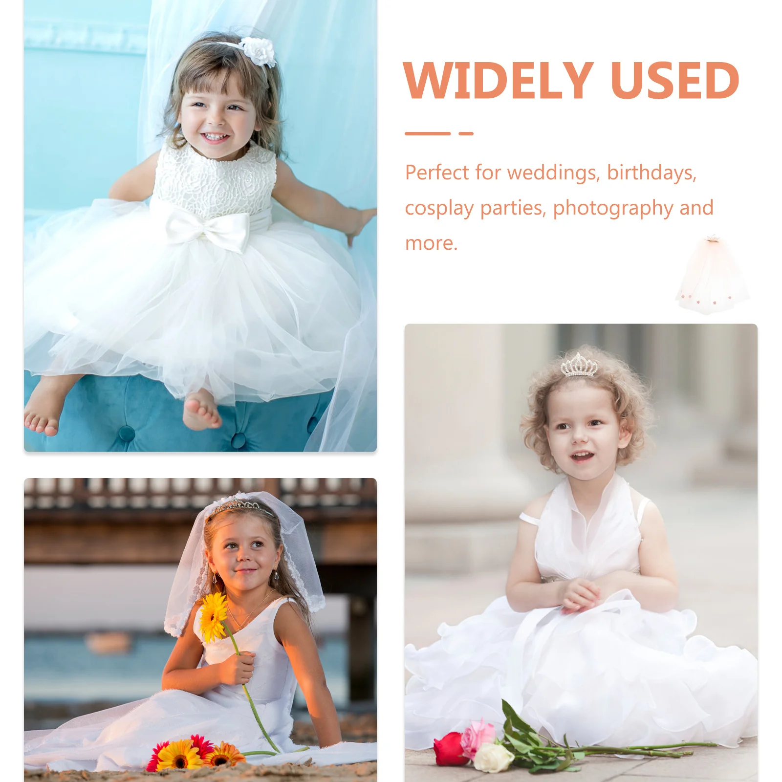 

Pink Kids Veil Crown Rhinestone Princess Dress Up Accessory for Cosplay Birthday Photo Props Hair Comb Kids Veil