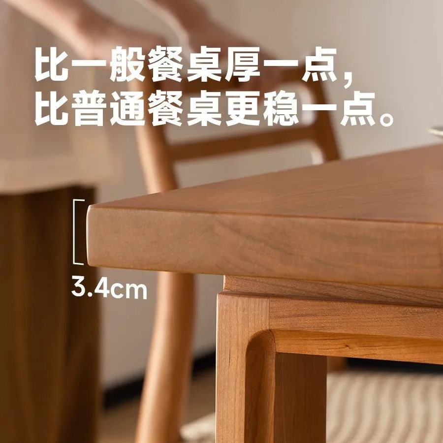 Mesa de jantar doméstica de madeira de cerejeira personalizável retângulo sala de estar japonesa pequena unidade mesa de jantar