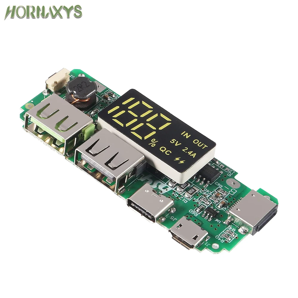 Cargador de batería de litio 18650, placa de circuito USB Dual de 5V, 2,4a, módulo de pantalla LCD Digital con sobrecarga, sobredescarga corta