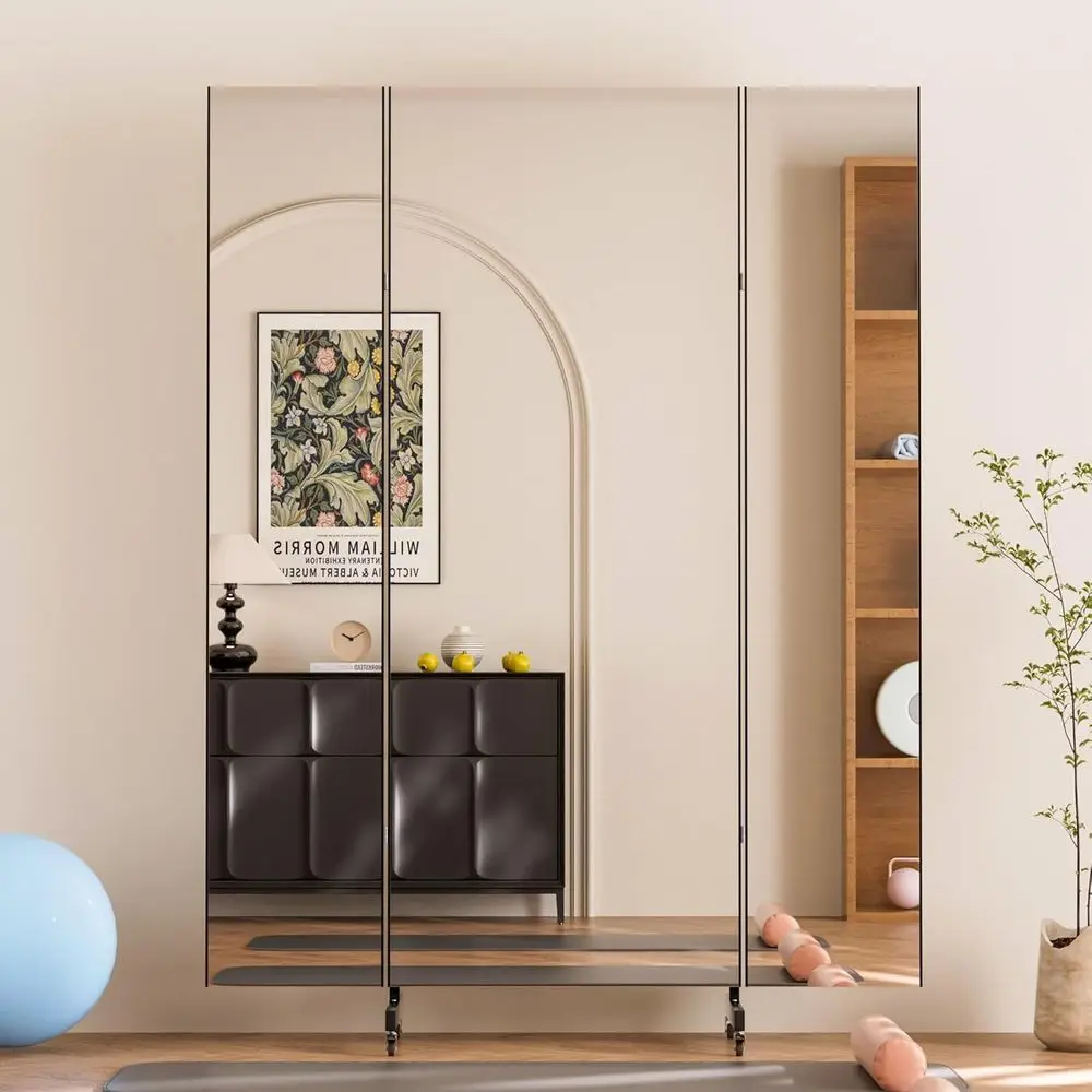

Full Length Mirror with 360° Wheels, 55"x71" Foldable Floor Mirror with Nano-Tech Shatterproof Film - Ultra-Large Mobile Mirror