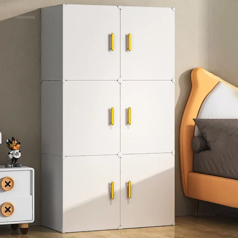 

Modern Plastic Wardrobes Household Multi-layer Snack Cabinet 's Clothing Storage Wardrobe Light Luxury Bedroom Closet