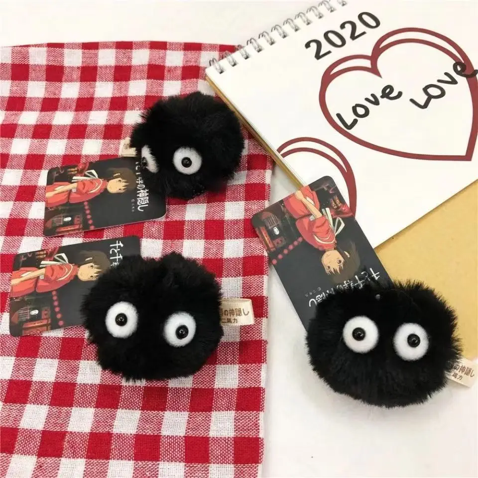 2/4/8PCS Schwarz Elfen Haustier Spielzeug Schlüsselanhänger Zubehör Nette Plüsch Schwarz Kohle Ball Cartoon Tasche Anhänger – Detail 14